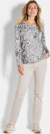 Kaschmir-Druckpullover - grau / schwarz / gemustert - Gr. 48 von Goldner Fashion