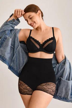 High-Waist Mittlere Kompression Shapewear-Slips in Schwarz