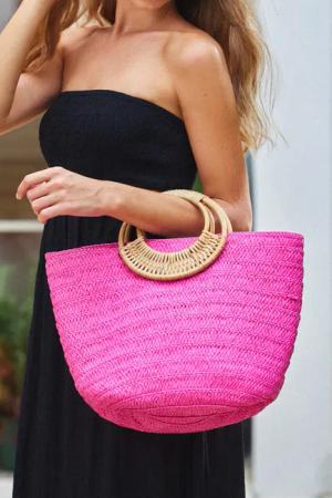 Pink Strohtasche