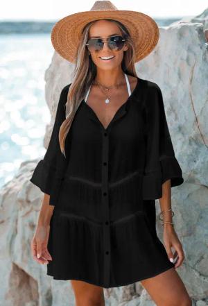 Schwarzes Mini-Strandkleid