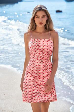 Abstraktes Ärmelloses Cut-out Minikleid