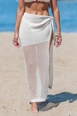 Cremefarbener Strand-Sarong mit seitlicher Bindung