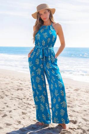 Ärmelloser Verzierter Hoher Ausschnitt Jumpsuit