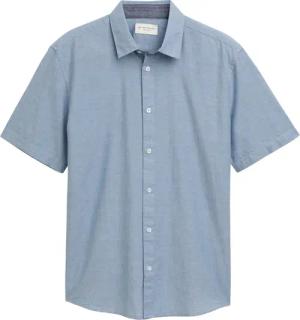 TOM TAILOR Herren Regular Fit Kurzarmhemd aus Baumwolle, blau, Meliert, Gr. XXL