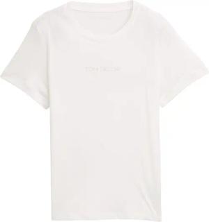 TOM TAILOR Damen T-Shirt mit Logo-Print, weiß, Uni, Gr. XL