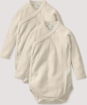 hessnatur Baby Wickelbody Langarm im 2er-Pack aus Bio-Baumwolle - natur - Größe 62/68