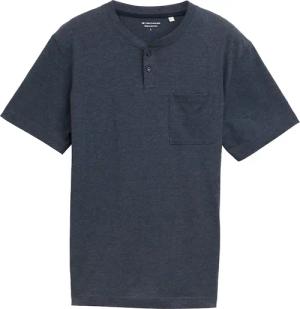 TOM TAILOR Herren Henley T-Shirt mit Brusttasche, blau, Meliert, Gr. L