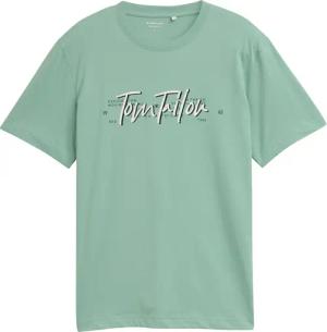 TOM TAILOR Herren T-Shirt mit Logo-Print, grün, Uni, Gr. M