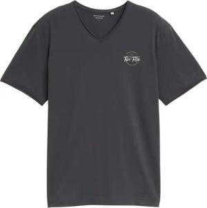 TOM TAILOR Herren T-Shirt mit V-Ausschnitt, schwarz, Uni, Gr. XXL