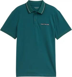 TOM TAILOR Herren Piqué Poloshirt mit prünt, grün, Uni, Gr. XL
