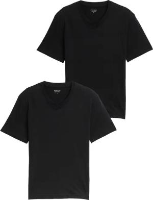 TOM TAILOR Herren T-Shirts mit V-Ausschnitt im 2er-Pack, schwarz, Uni, Gr. XXL
