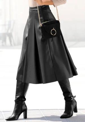 LASCANA Lederimitatrock Damen schwarz Gr.42