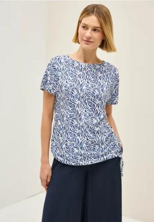 Cecil Damen T-Shirt mit Tunnelzug in Weiß, Gr: S