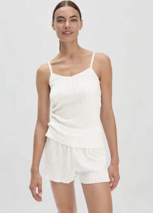 hessnatur Damen Pointelle Spaghetti Top PURE COTTON aus Bio-Baumwolle - weiß - Größe 46