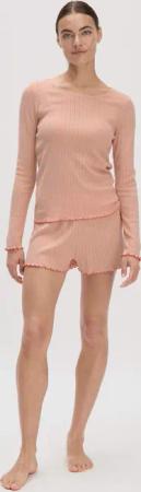 hessnatur Damen Pointelle Loungeshirt PURE COTTON aus Bio-Baumwolle - rosa - Größe 38