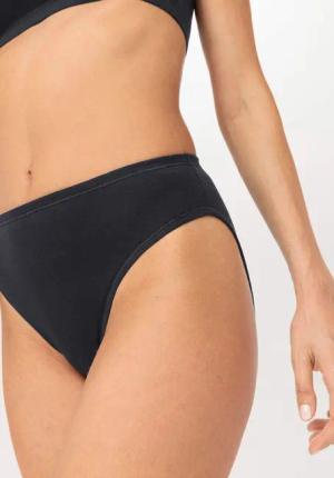 hessnatur Damen Slip High Waist im 2er-Pack PURE COTTON aus Bio-Baumwolle - schwarz - Größe 44