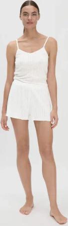 hessnatur Damen Pointelle Schlafshorts Relaxed PURE COTTON aus Bio-Baumwolle - weiß - Größe 46