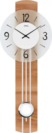 AMS Pendelwanduhr W7263 (Quarzuhr,Holzgehäuse,Esszimmer,Wohnzimmer,Made in Germany)