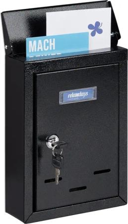 relaxdays Briefkasten mit Namensschild (1-St), Schwarz