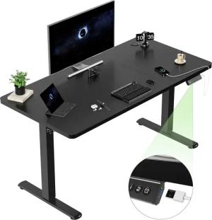 HOMALL Schreibtisch Höhenverstellbarer mit USB-Ladefunktion und