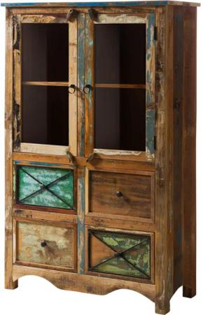 Massivmoebel24 Highboard (Highboard Altholz 95x40x150 mehrfarbig