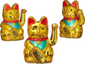 relaxdays Winkekatze 3 x Maneki Neko