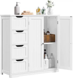 Yaheetech Badkommode, Badezimmerschrank Badschrank Bodenschrank, Weiß