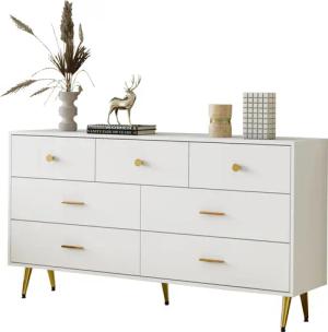 OKWISH Sideboard Küchenschrank Kommode (7 Schubladen,goldene