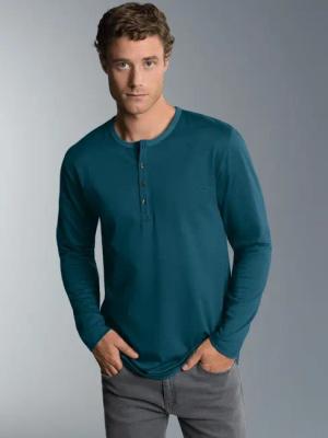 Trigema Longsleeve TRIGEMA Langarmshirt mit Knopfleiste