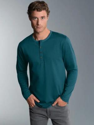 Trigema Longsleeve TRIGEMA Langarmshirt mit Knopfleiste