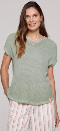 SOCCX V-Ausschnitt-Pullover mit überschnittenen Schultern