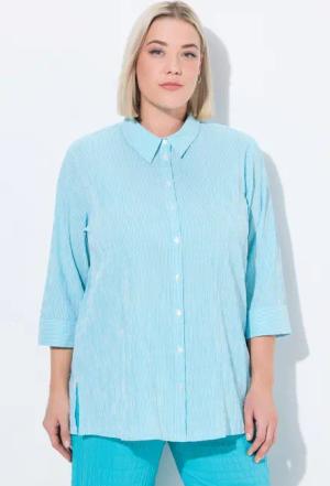 Ulla Popken Hemdbluse Bubble-Bluse Streifen Hemdkragen