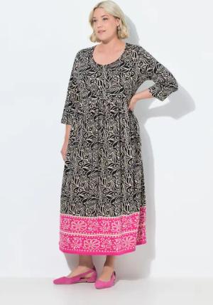 Ulla Popken Maxikleid Jerseykleid A-Linie Rundhals