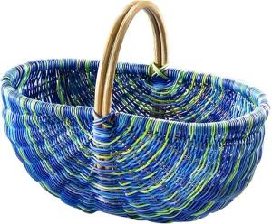 Kobolo Einkaufskorb Rattankorb in multicolor blau