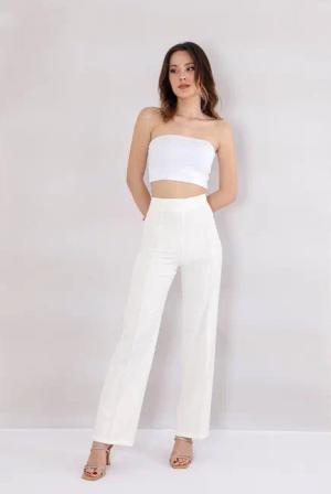 fashionshowcase Bootcuthose Damen Hose Hochtailliert Krepphose