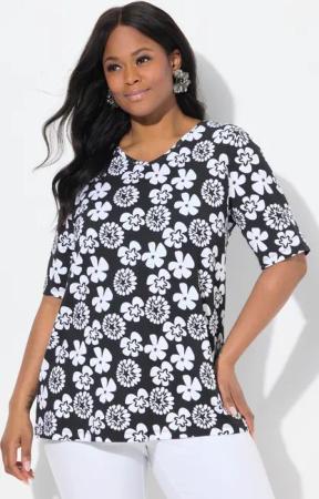 Ulla Popken T-Shirt T-Shirt Blüten A-Linie