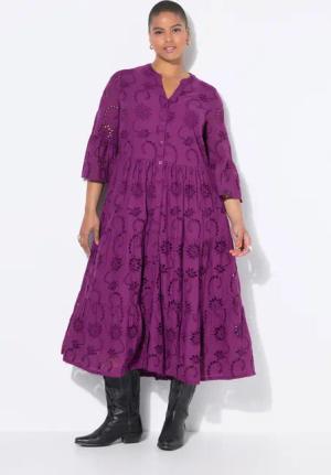 Studio Untold Maxikleid Maxikleid Lochstickerei Volants