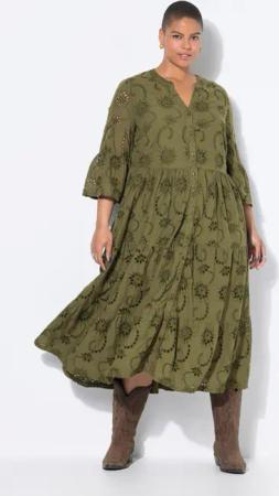 Studio Untold Maxikleid Maxikleid Lochstickerei Volants
