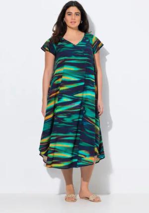 Ulla Popken Strandkleid Midikleid A-Linie V-Ausschnitt