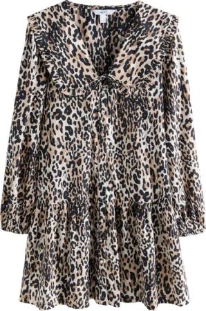 Next Minikleid Gestuftes Boho-Minikleid mit Rüschenkragen