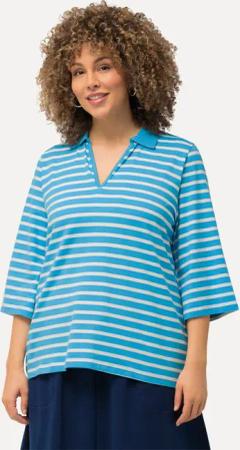 Ulla Popken Poloshirt Poloshirt Ringel V-Ausschnitt