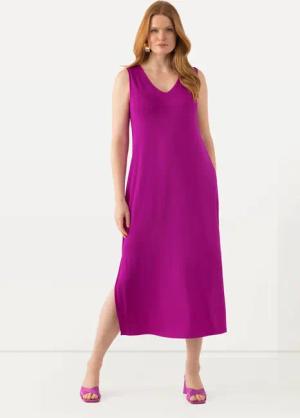 Ulla Popken Jerseykleid Slinky-Midikleid A-Linie V-Ausschnitt