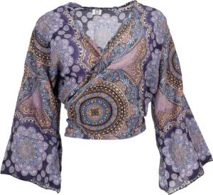 Guru-Shop Longbluse Kurztop, Boho Blusentop, Wickeltop,