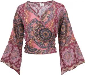 Guru-Shop Longbluse Kurztop, Boho Blusentop, Wickeltop,