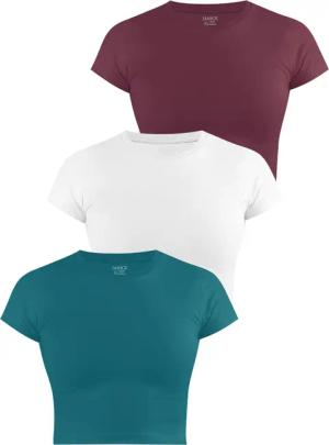 Janice Kurzarmshirt 3 x Damen crop