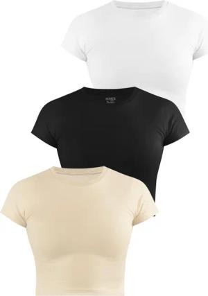 Janice Kurzarmshirt 3 x Damen crop