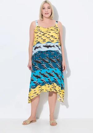 Ulla Popken Strandkleid Kleid Fische A-Linie