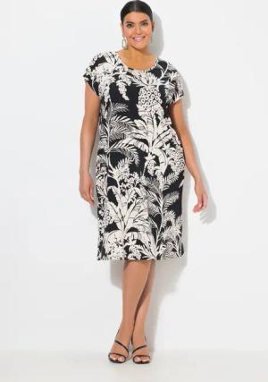 Ulla Popken Minikleid Jerseykleid Palmen Oversized