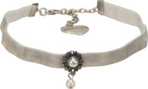 Alpenflüstern Choker Trachten-Samt-Kropfband Helena (grau), -