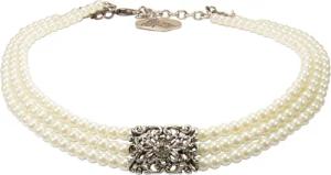 Alpenflüstern Collier Trachten-Perlen-Kropfkette Edda (creme-weiß, klare